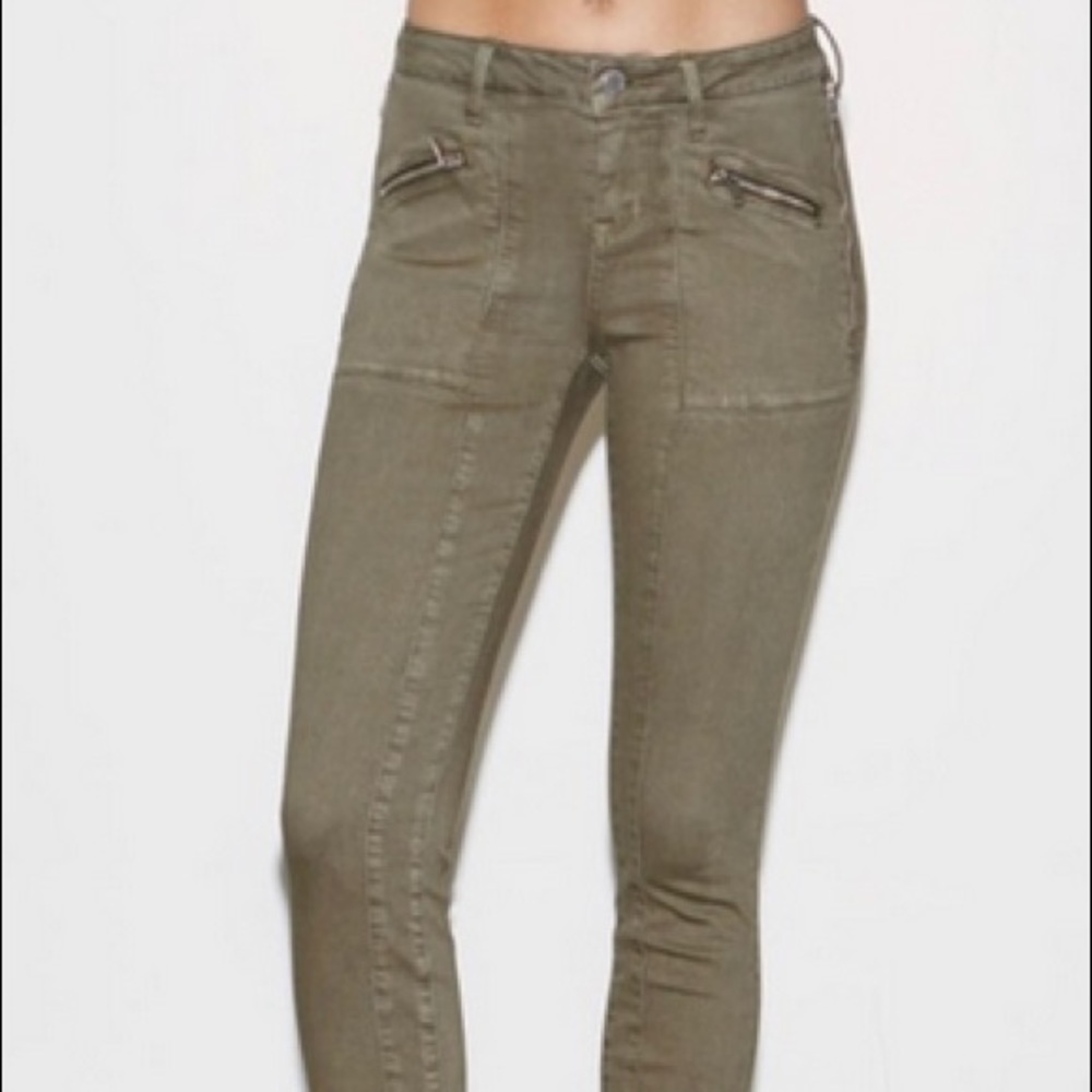 Kendall & Kylie cropped green military pants